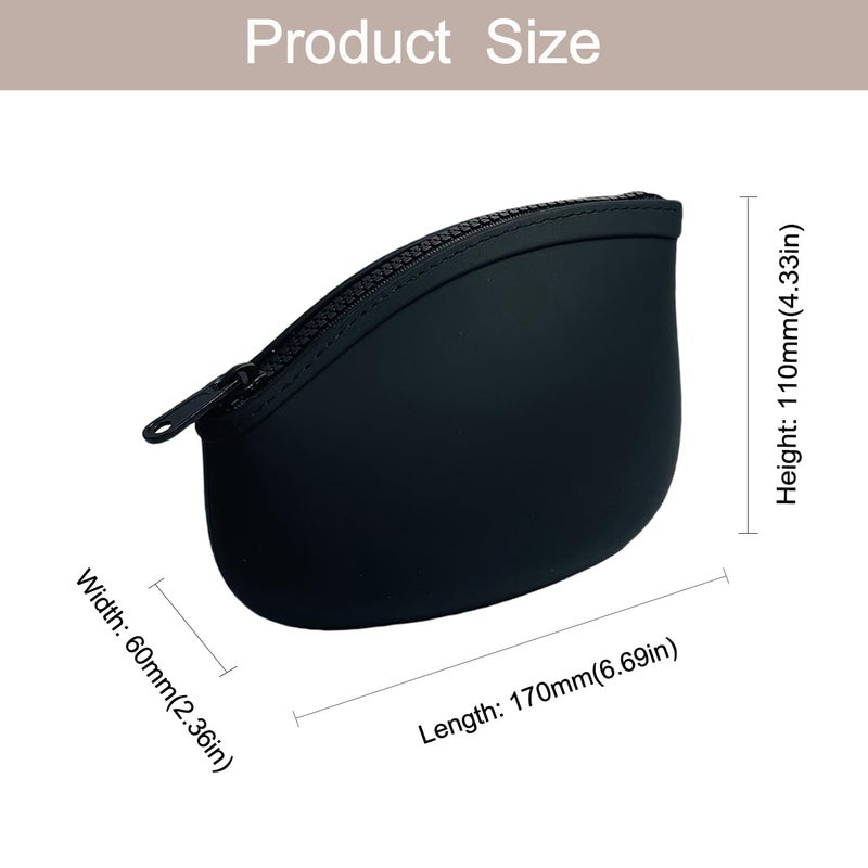 WHHJM Small Makeup Bag Premium Silicone Purse Bag Multifunctional Essential Bag Zipper Pouch Water and Heat Resistant (Black) - Image 5